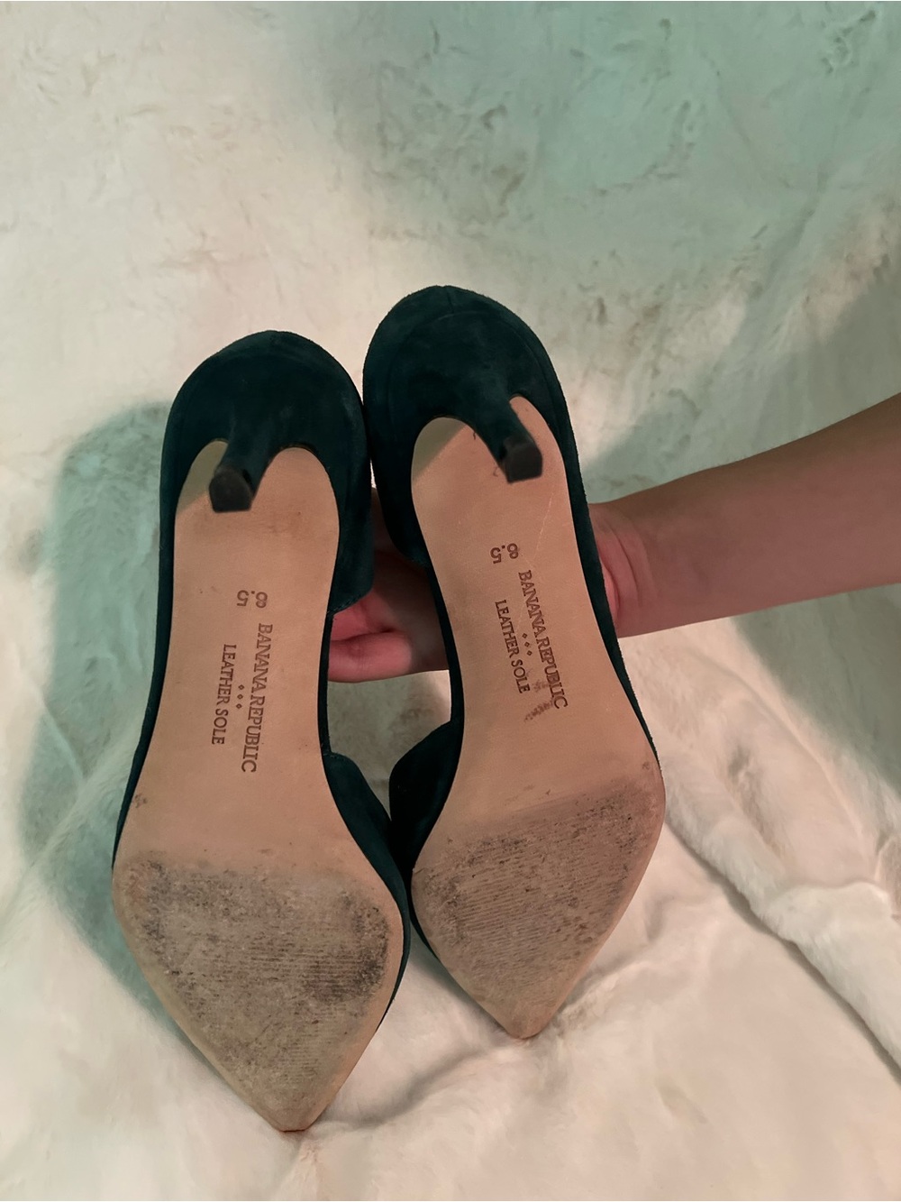 Banana Republic Dark Green Suede Pointed-Toe Pumps - Picture 4 of 4
